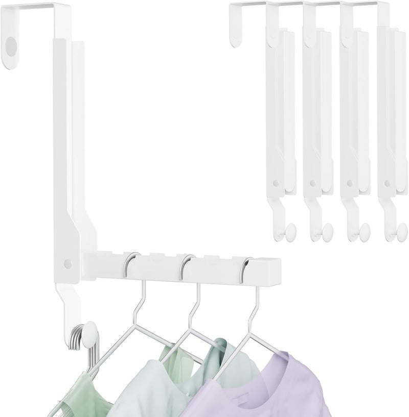 BAKON 4 Pack Over The Door Hanger Folding Clothes Drying Rack, Folding Hanging Coat Rack for Indoor Laundry Room Compact Small Space Foldable Portable Clothing Hanger Hook Collapsible (Wihte-4(Upgraded)) - Image 1